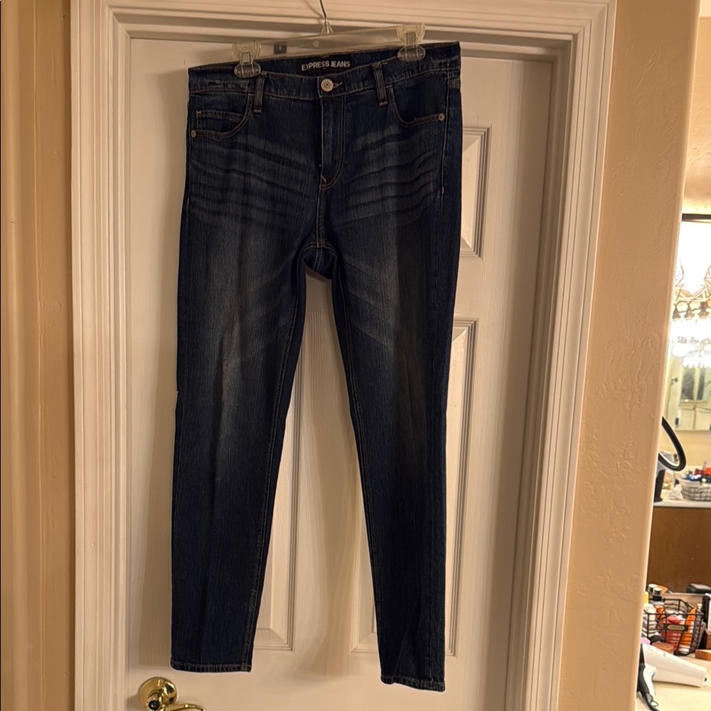 Express Blue Girlfriend Jeans with Relaxed Fit